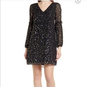 Lilly Pulitzer | Cleme V-neck Silk Blend Dress | Black/Gold | 4